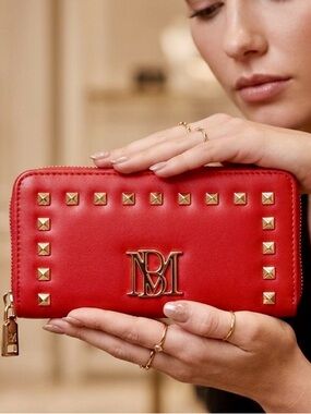 BADGLEY MISCHKA Red Studded Wallet